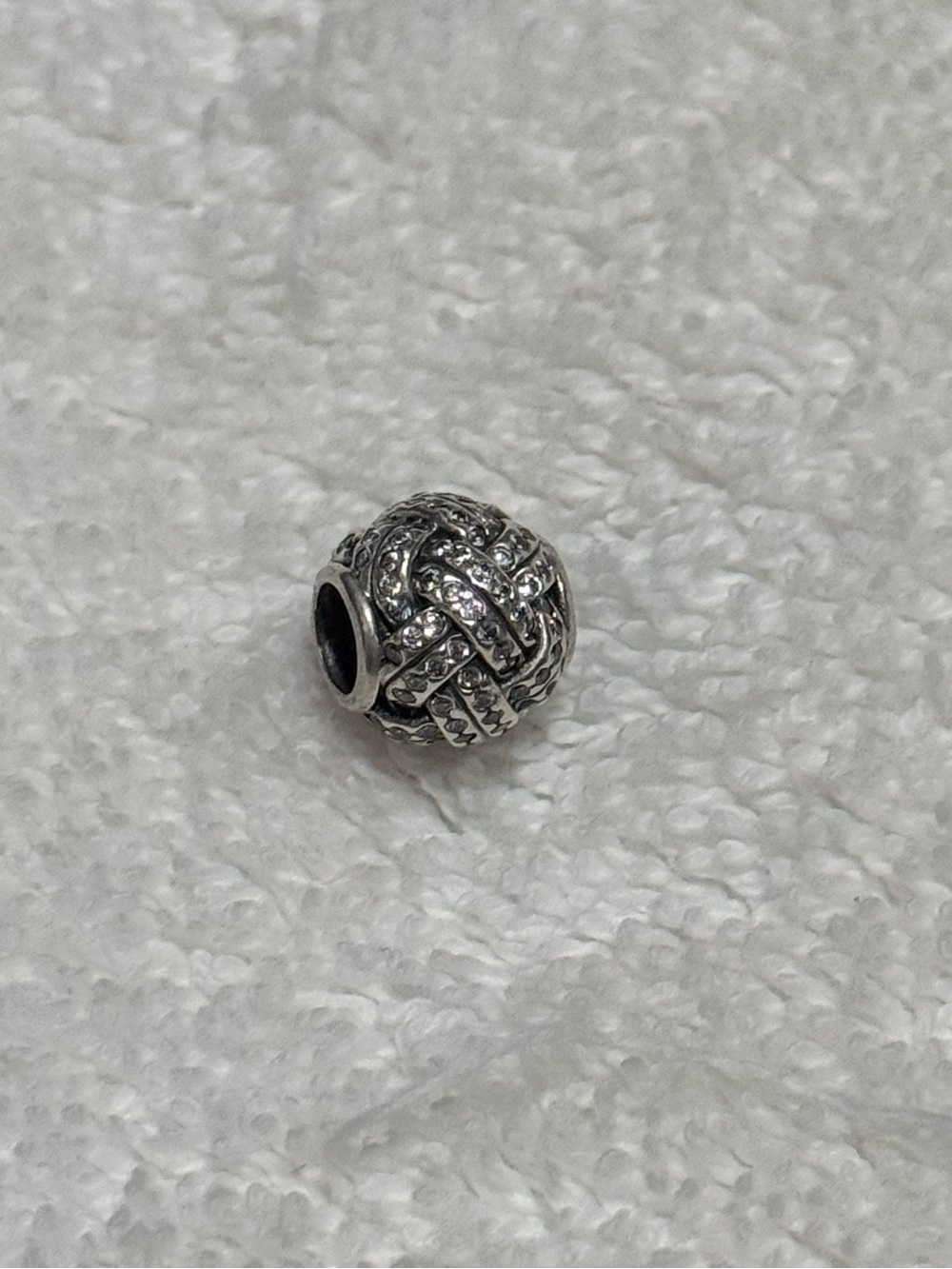 Pandora Silver Pave Knot Charm Bead